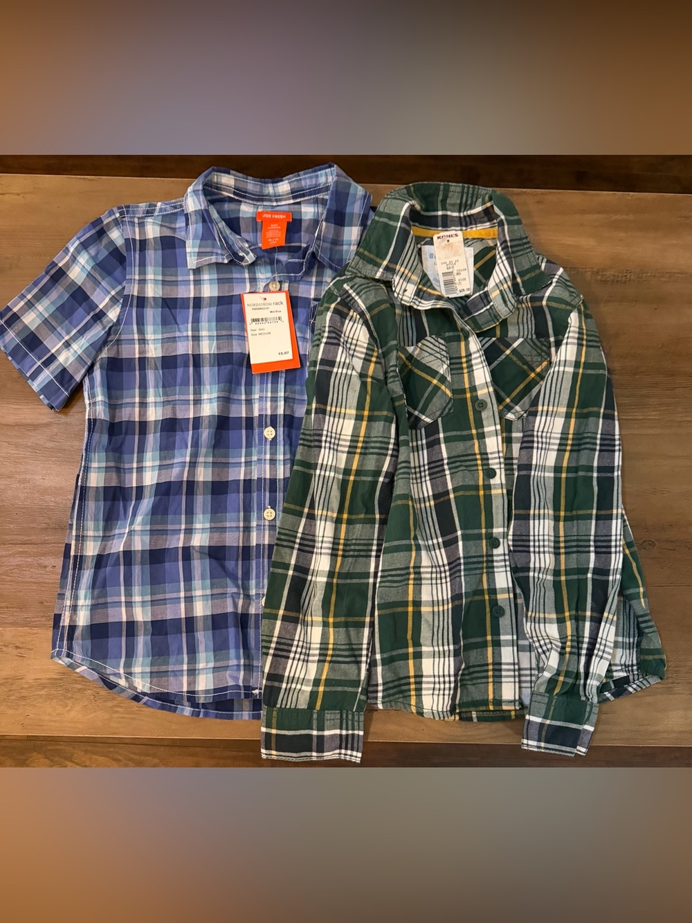NWT Boys Plaid Button Down Bundle M (7/8) & L (7) Short & Long Sleeve